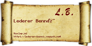 Lederer Bennó névjegykártya